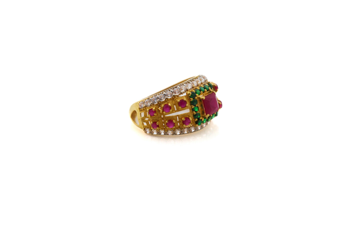 22K Gold CZ Designer Ladies Ring