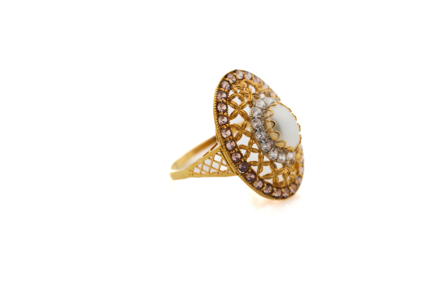 22K Gold CZ Oval Ladies Ring