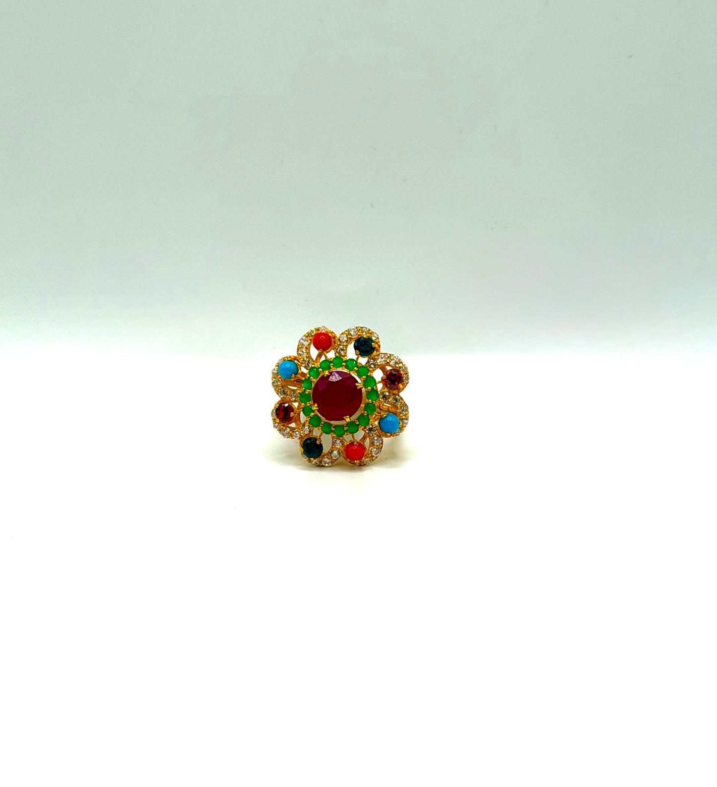 22K Gold Multi Stone Ring