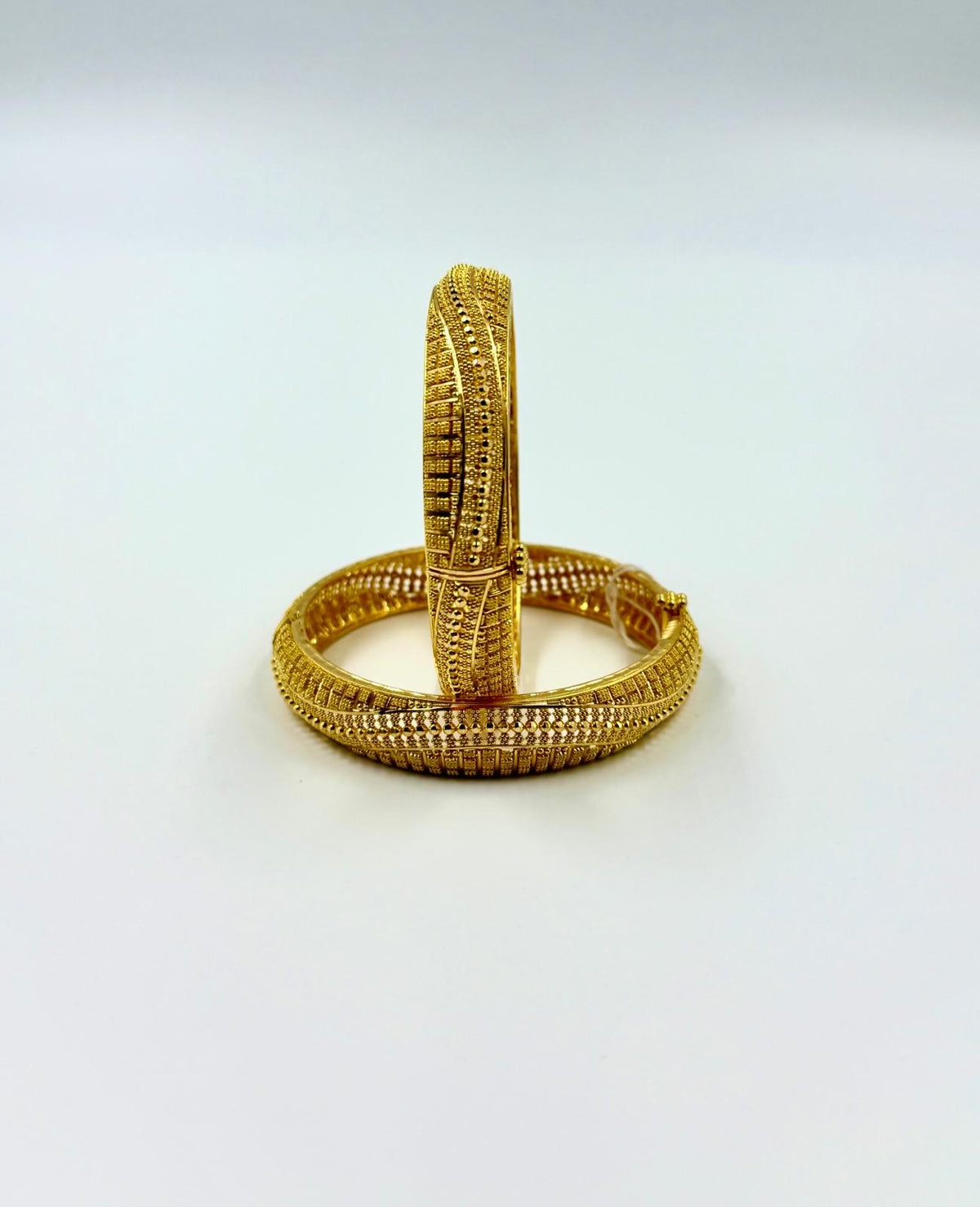 Beaded Texture Gold Bangles - 22K