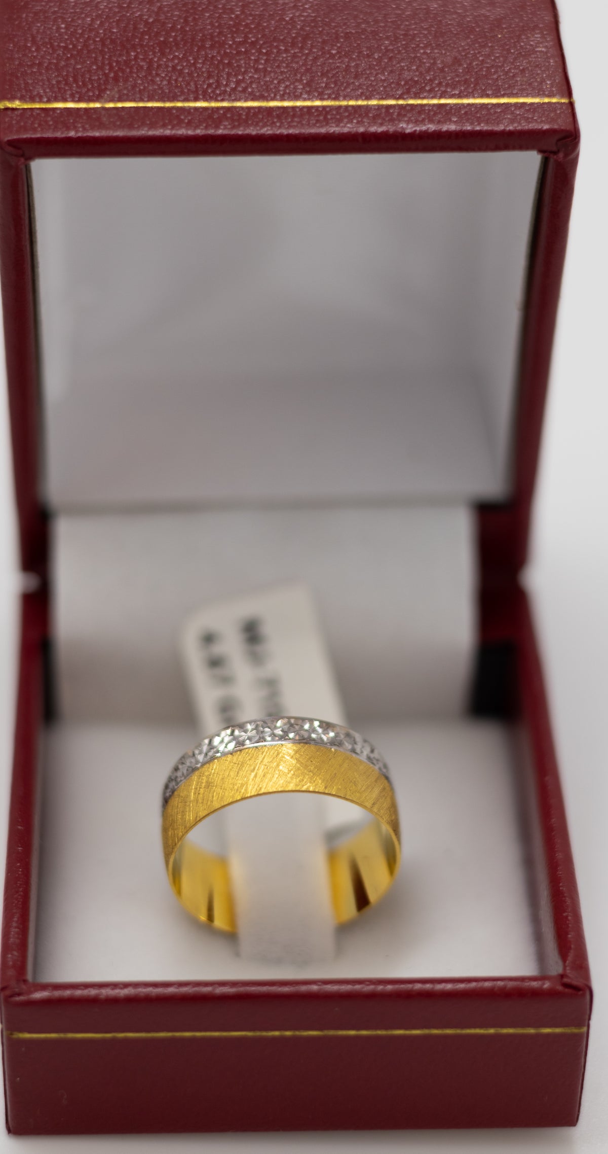 Dual-Tone Satin Finish Gold Ring - 22k
