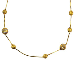 20" 22K Gold Designer Ladies Beaded Chain with Hollow Accents