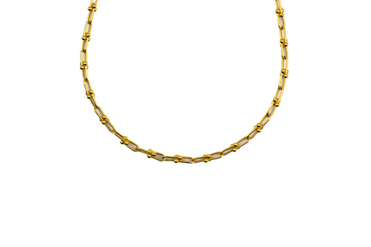 22" 22K Gold Beaded Bar Link Chain