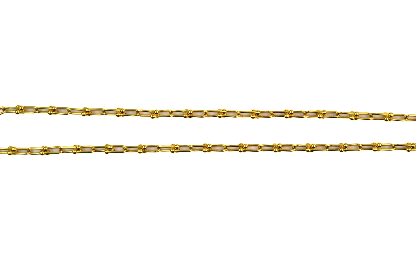 22" 22K Gold Beaded Bar Link Chain