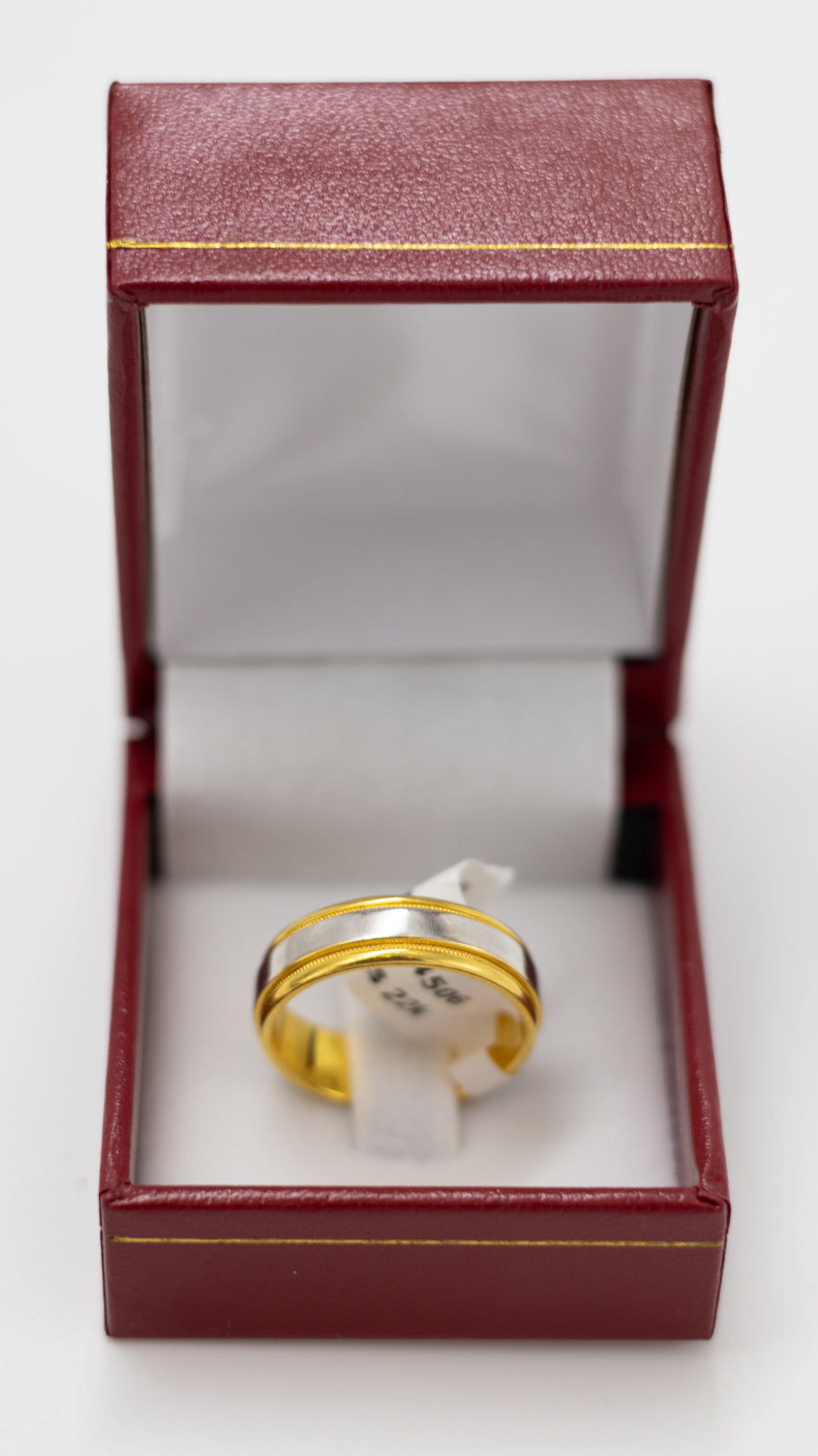 22K-Dual Tone Milgrain Edge Ring