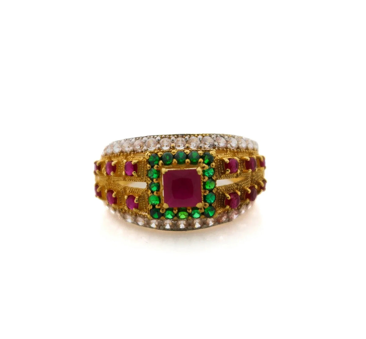 22K Gold CZ Designer Ladies Ring