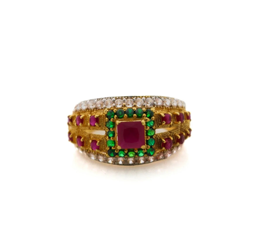 22K Gold CZ Designer Ladies Ring