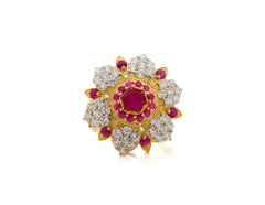 22K Gold CZ Flower Ladies Ring – 6g, Elegant Floral Design
