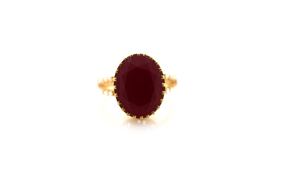22K Gold CZ Oval Designer Ladies Ring – 5.5 Grams, Size 7.25