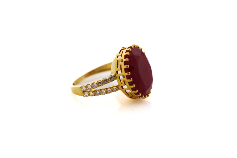 22K Gold CZ Oval Designer Ladies Ring – 5.5 Grams, Size 7.25