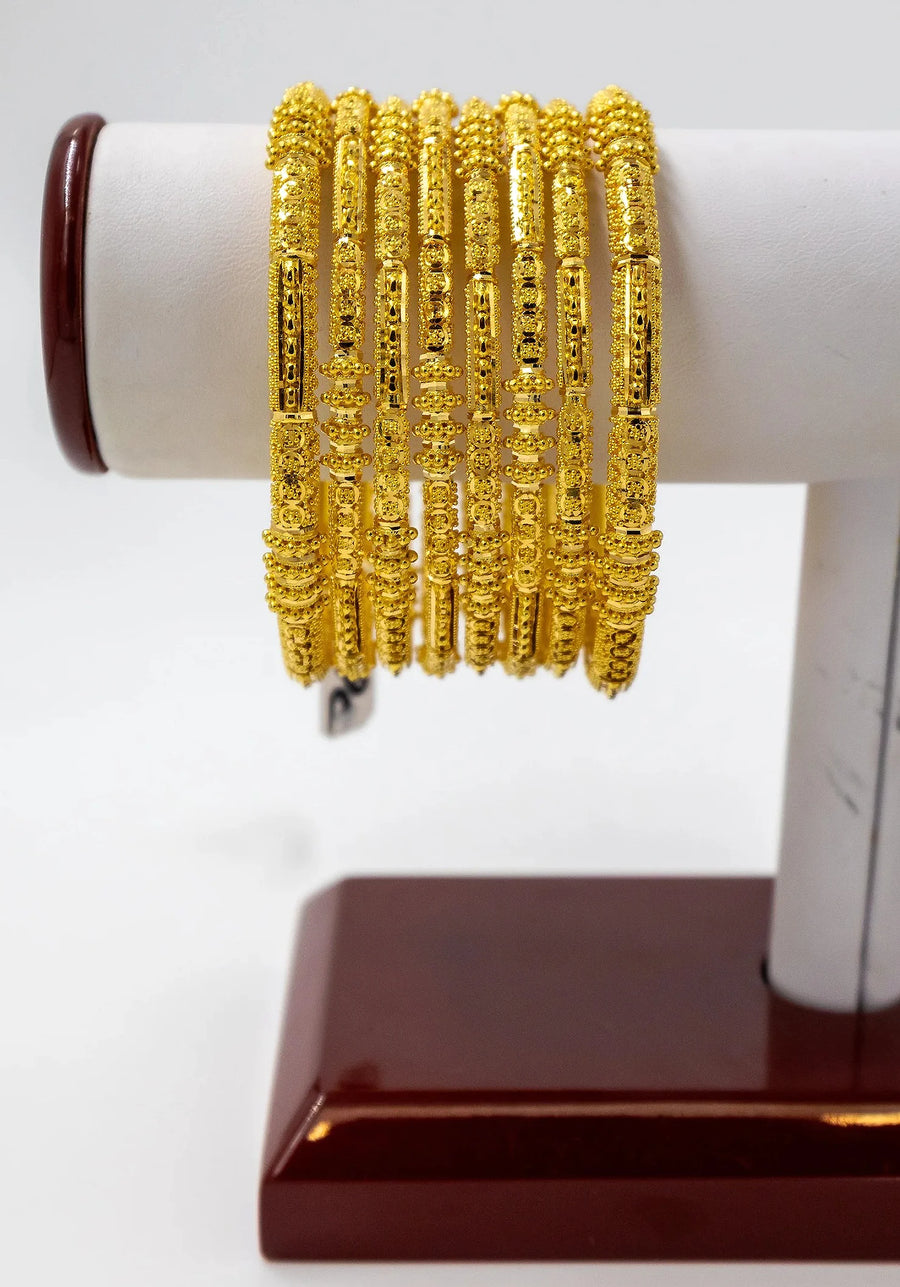 8 Piece 22K Gold Bangle Set for Women – Classic Statement Design