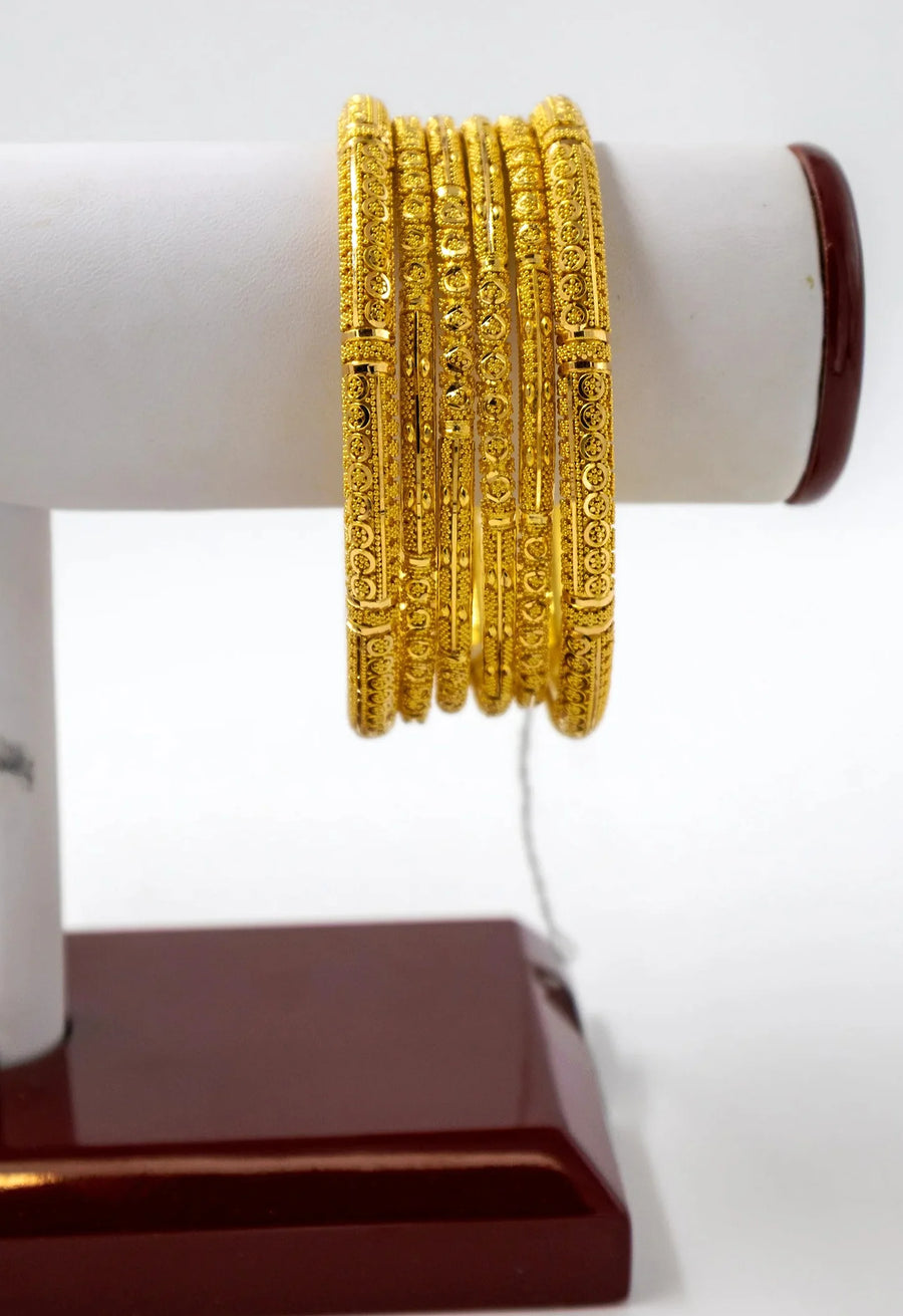 22K Gold Filigree Bangle Set