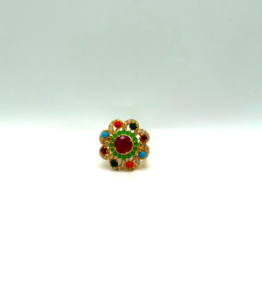 22K Gold Multi Stone Ring