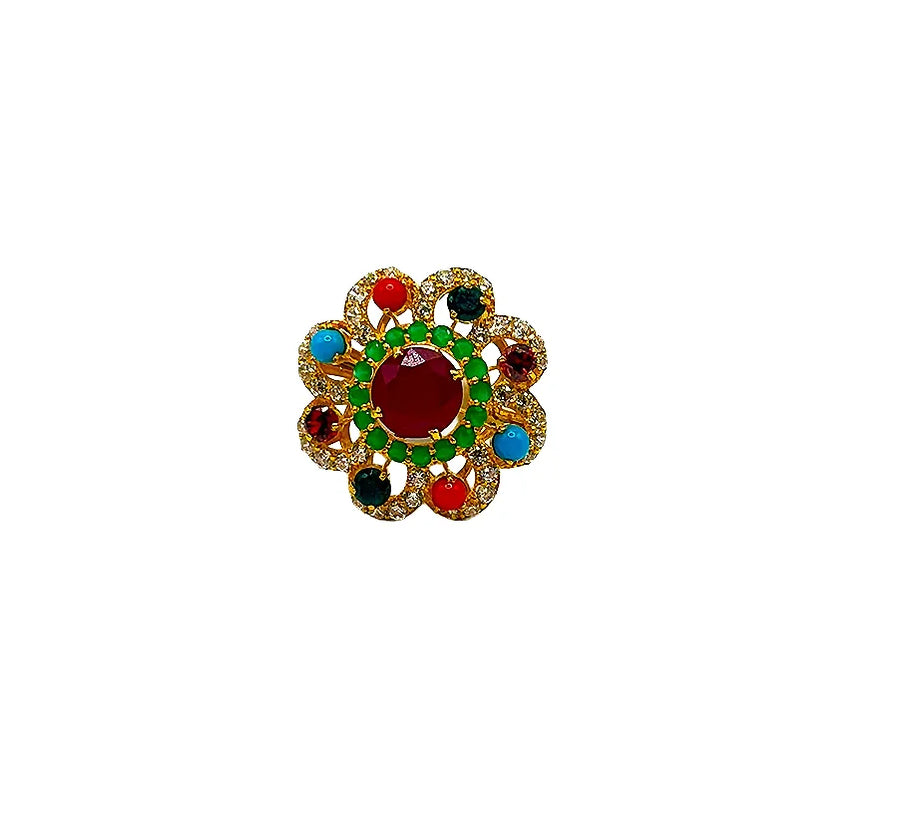 22K Gold Multi Stone Ring