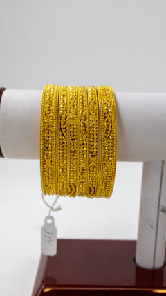 22K-Gold Ornate Star Pattern Bangles