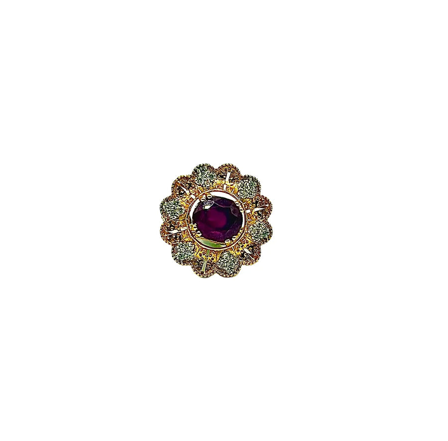 22K Gold Ruby Ring With Zircons