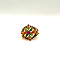 22K Gold Vintage Multi Stone Ring