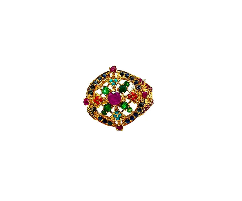 22K Gold Vintage Multi Stone Ring