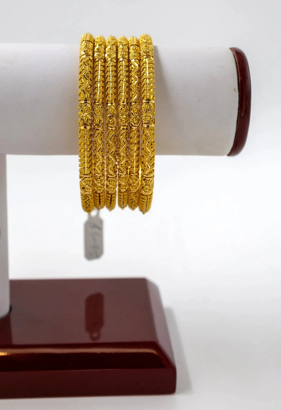 22K-Yellow Gold Ornate Bangle Set
