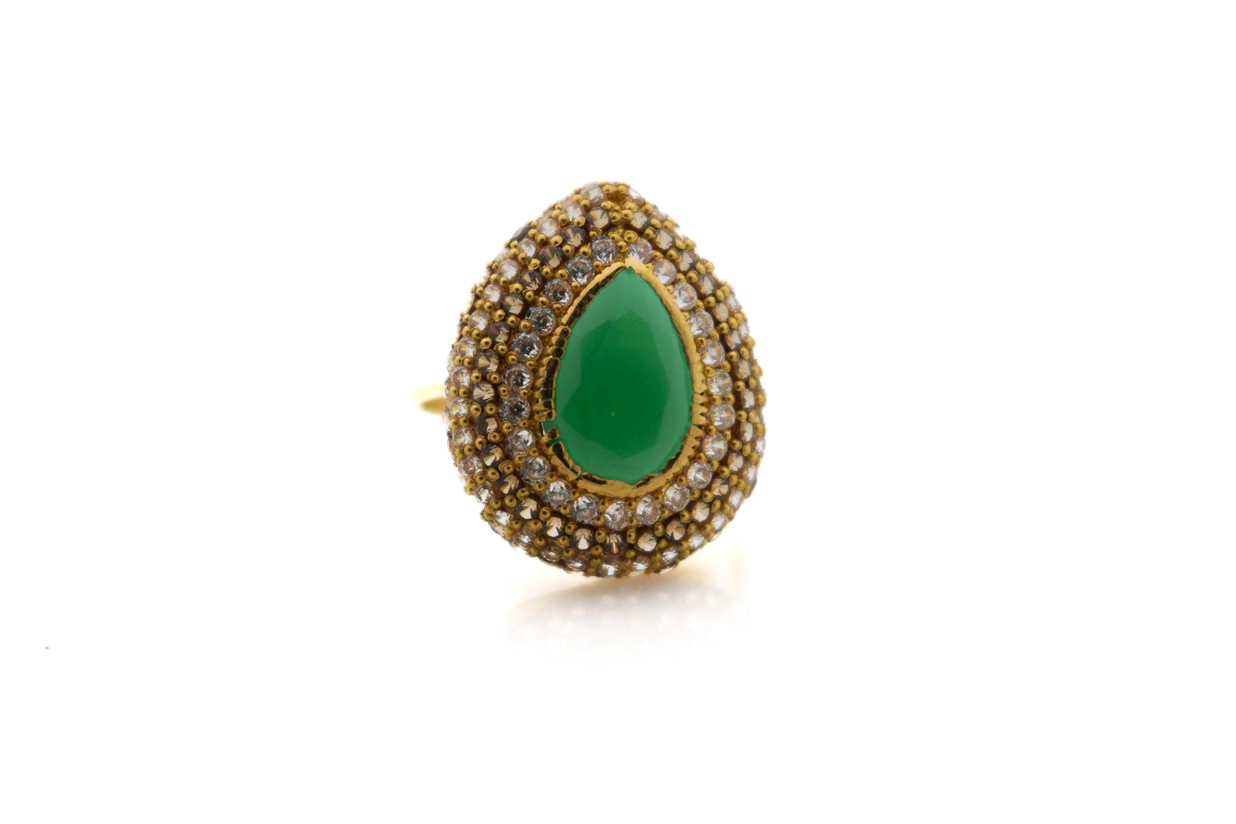 22K Gold CZ Tear Drop Designer Ladies Ring