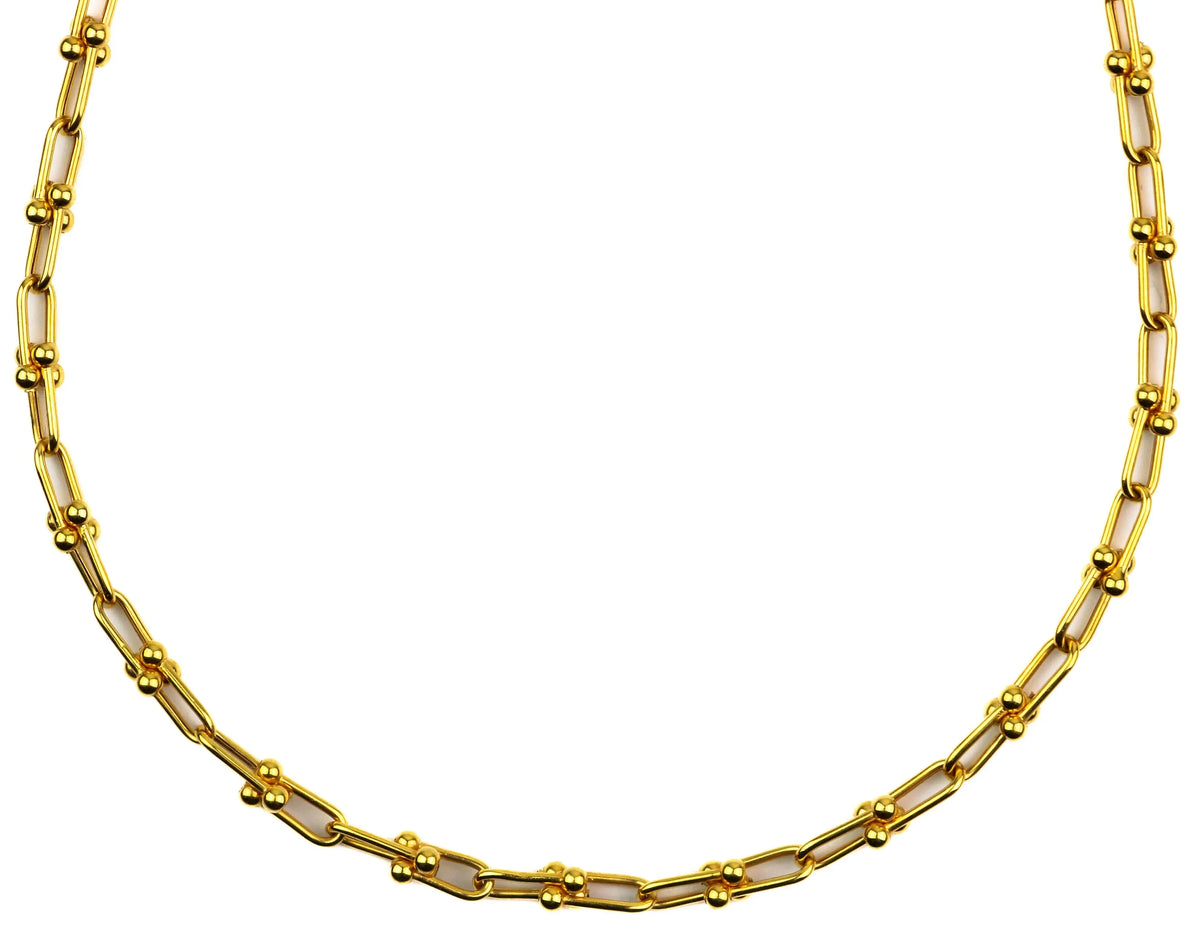 22" 22K Gold Beaded Bar Link Chain