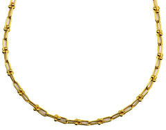 22" 22K Gold Beaded Bar Link Chain