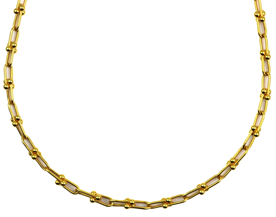 22" 22K Gold Beaded Bar Link Chain