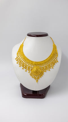 22k Bridal Style Gold Necklace and Earrings Set