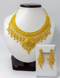 22k Bridal Style Gold Necklace and Earrings Set