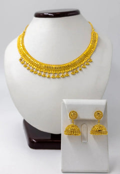 22k Classic Frindge Gold Necklace and Earrings Set