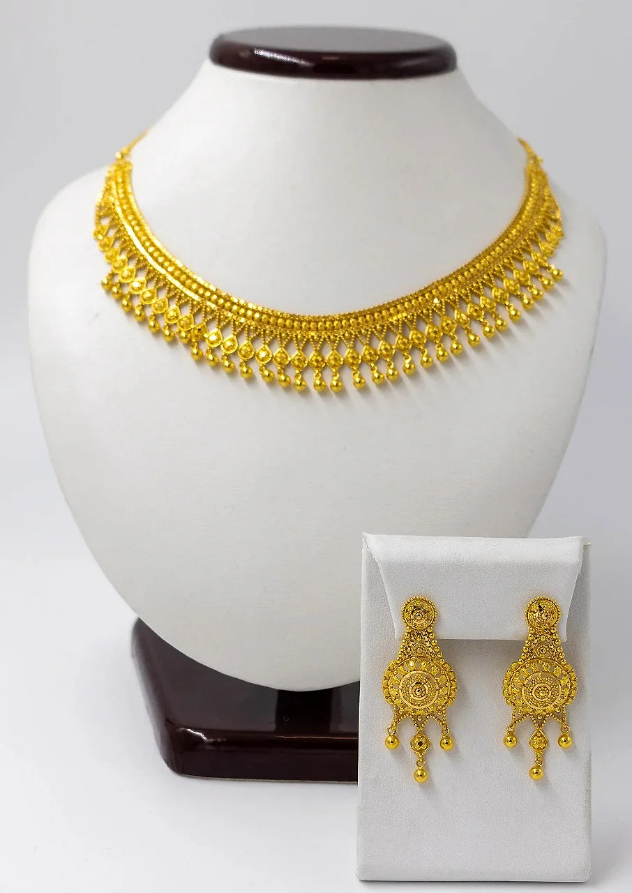 22k Elegant Frindge Gold Necklace Set