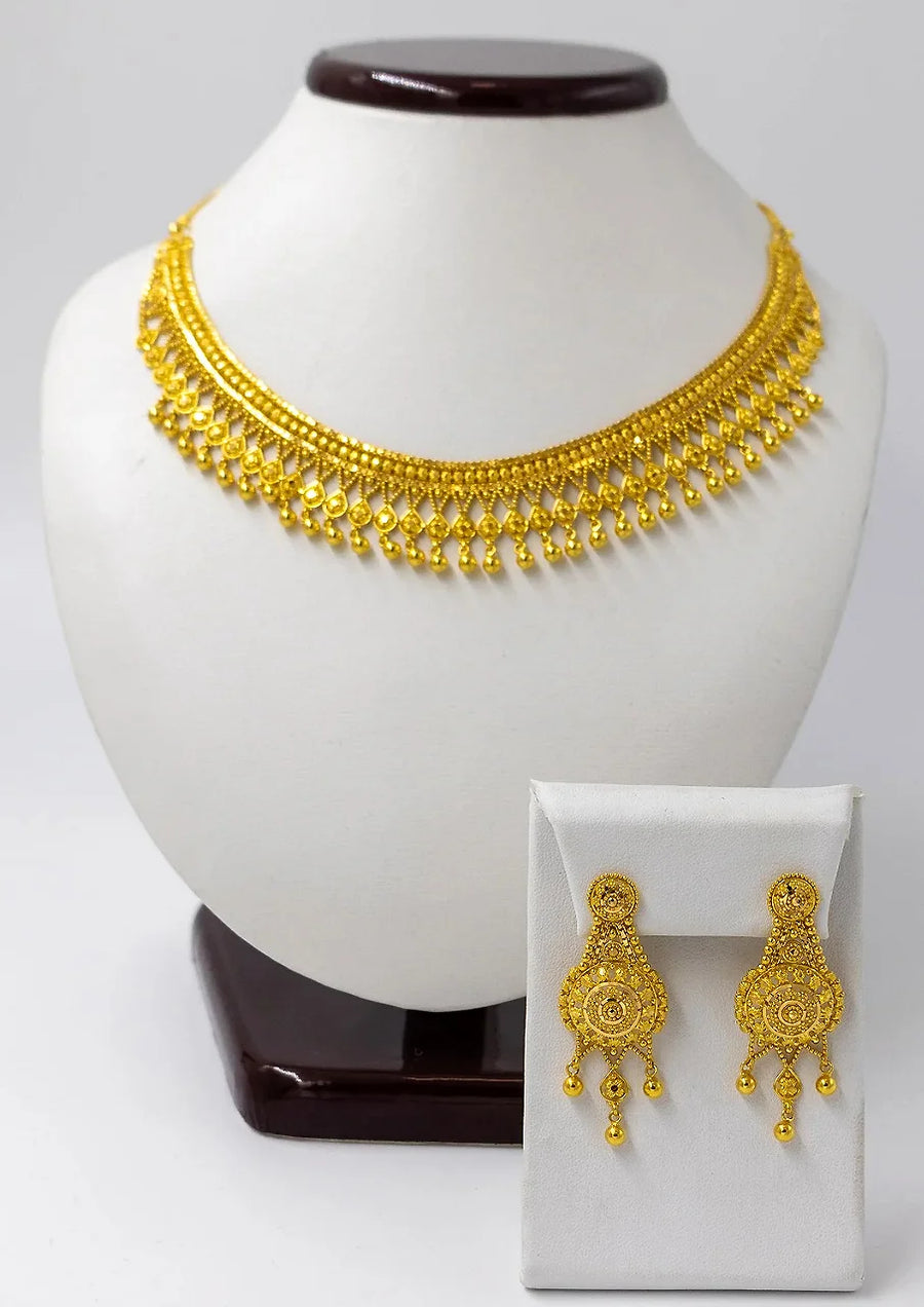 22k Elegant Frindge Gold Necklace Set