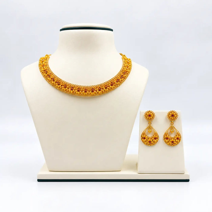 Ruby and polki stone set- 22k