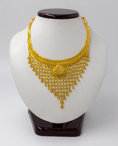 22k Royal Cascade Gold Necklace and Earrings Set