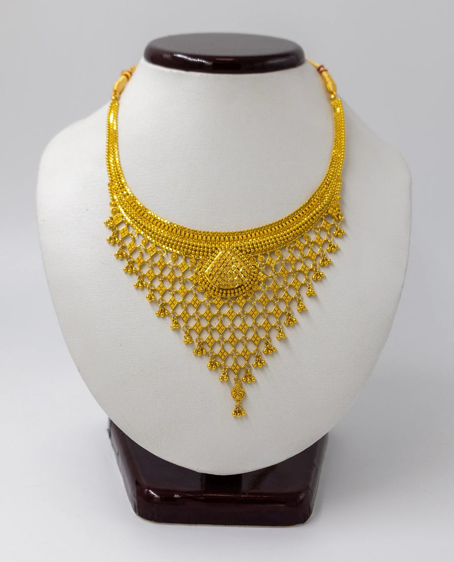 22k Royal Cascade Gold Necklace and Earrings Set