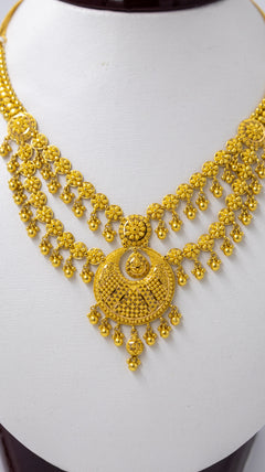 22k two layer Gold Necklace set with classic Jhumka