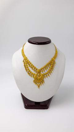 22k two layer Gold Necklace set with classic Jhumka