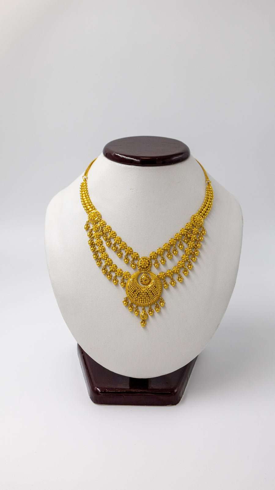 22k two layer Gold Necklace set with classic Jhumka