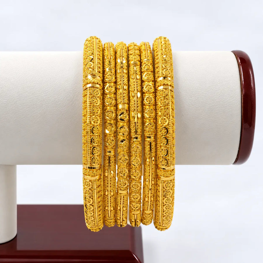 22K Gold Filigree Bangle Set