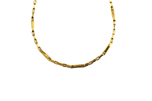 26" 22K Gold Box Link Chain with Bar Details