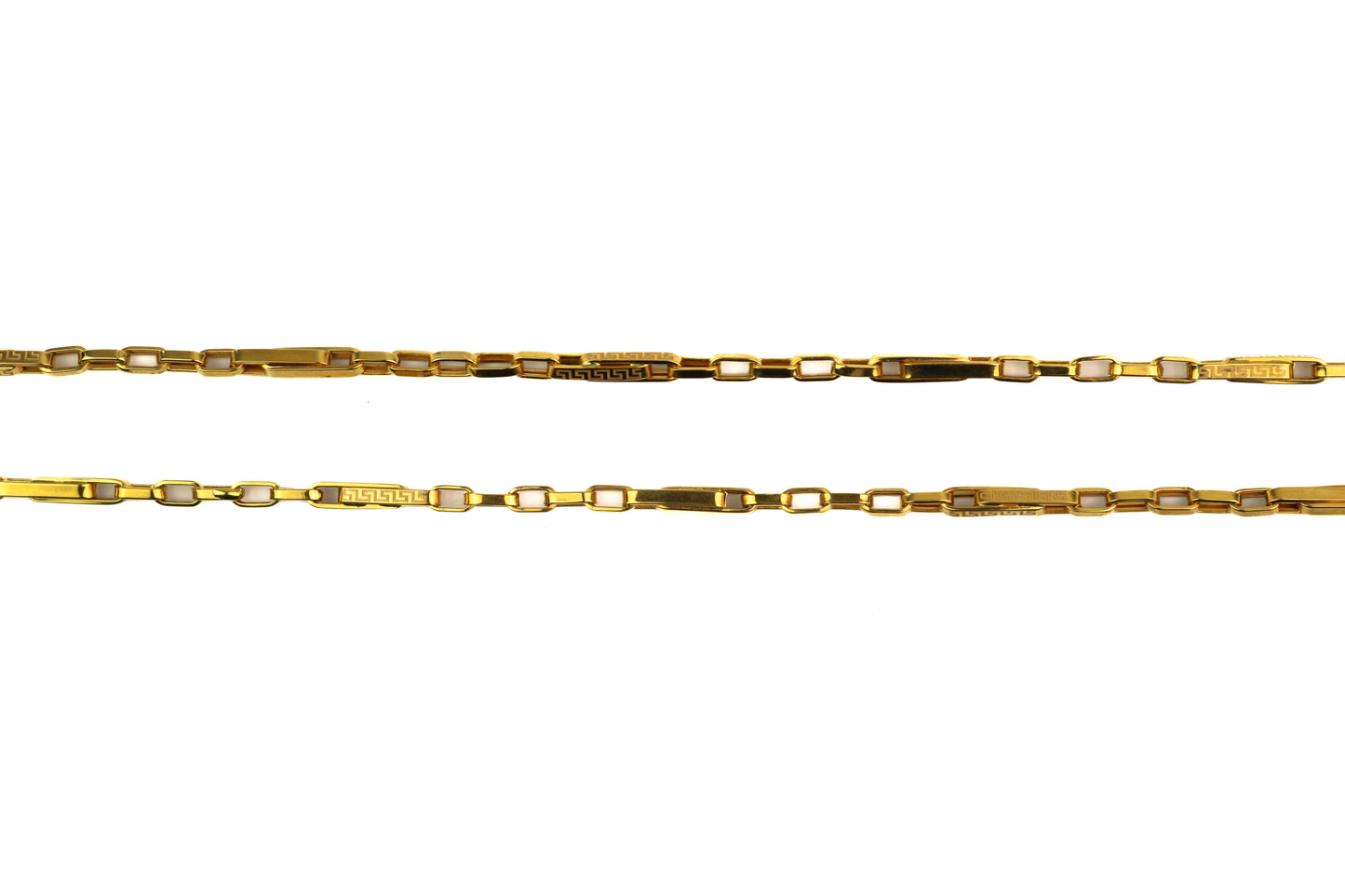 26" 22K Gold Box Link Chain with Bar Details