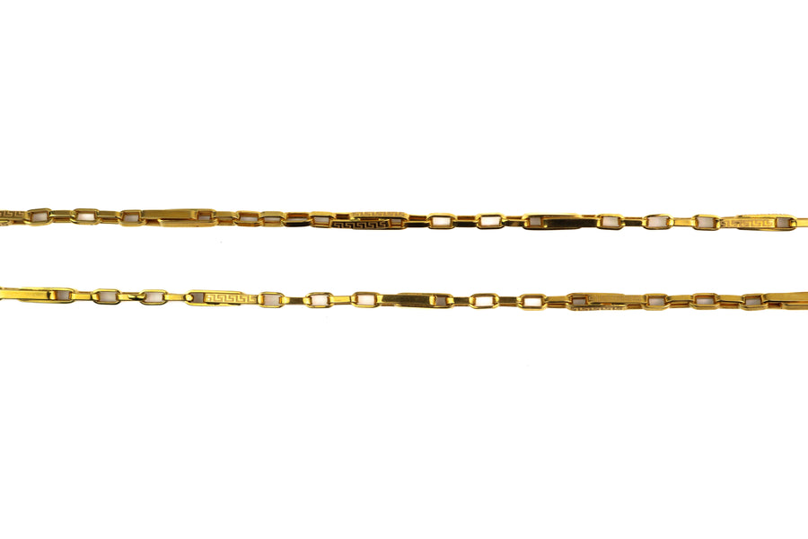 26" 22K Gold Box Link Chain with Bar Details