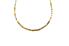 26" 22K Gold Box Link Chain with Bar Details