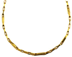 26" 22K Gold Box Link Chain with Bar Details