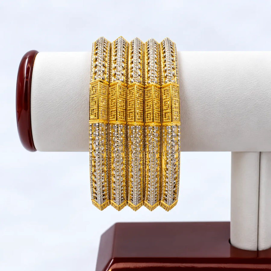 4 pc Designer Finish Gold Bangle Set