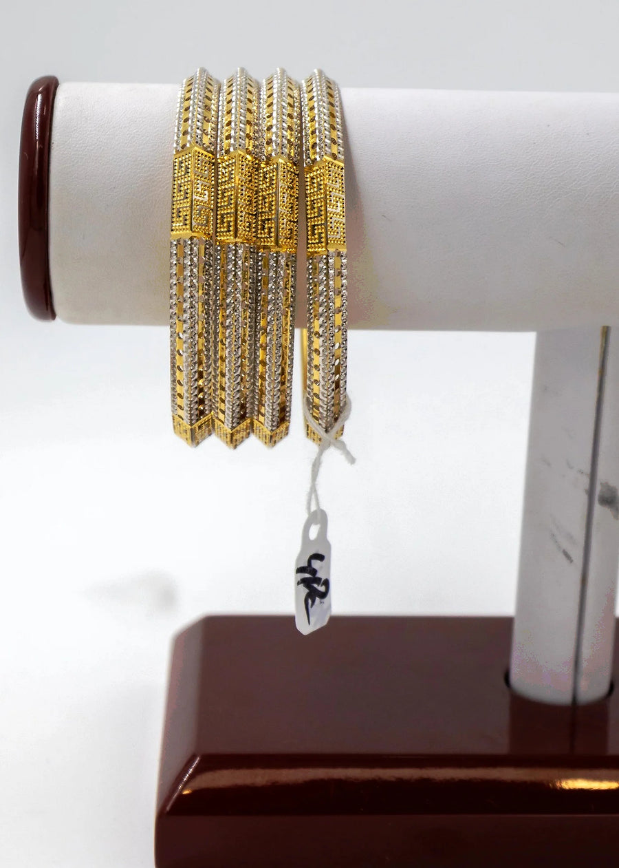 4 pc Designer Finish Gold Bangle Set