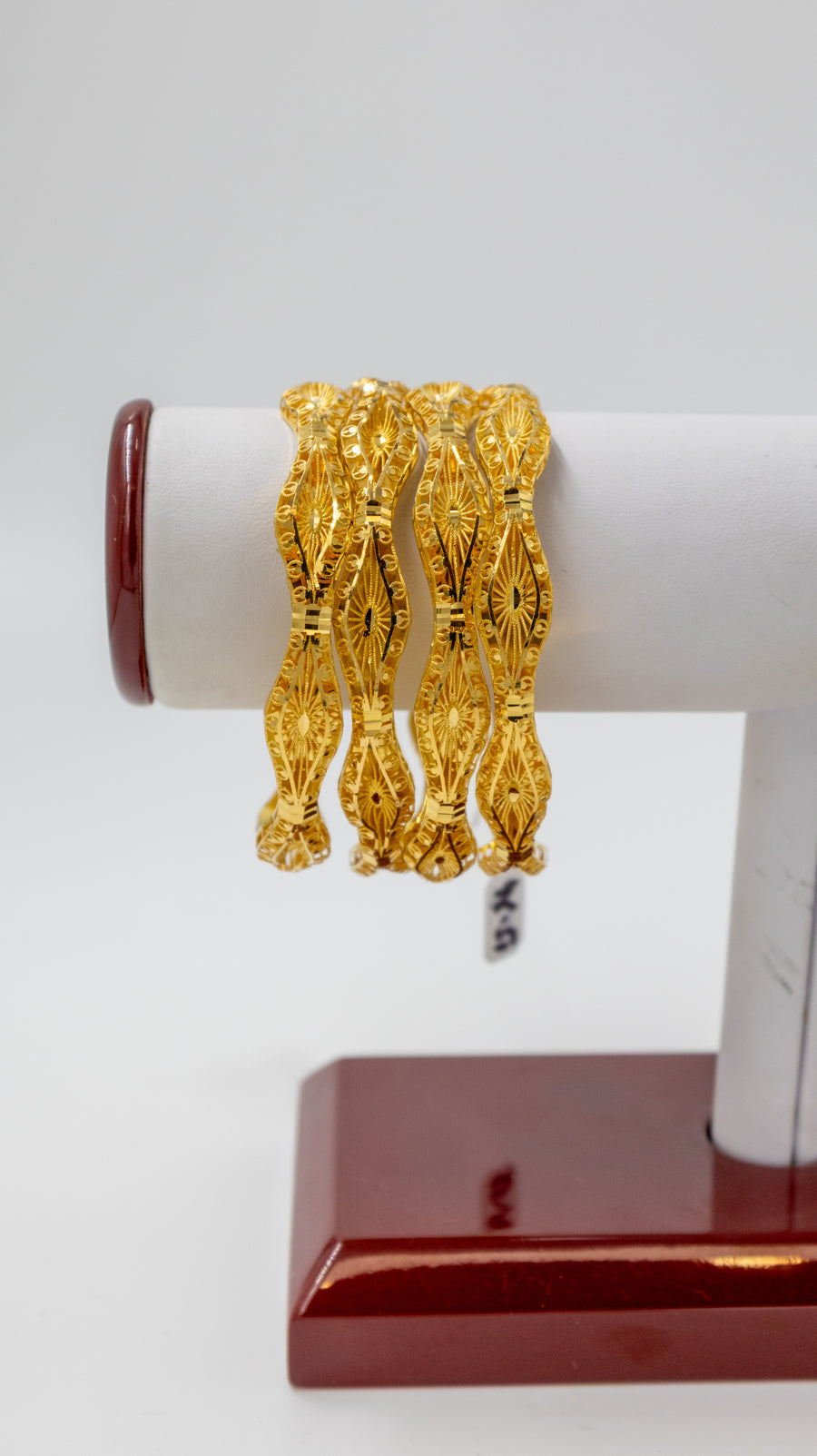 4 Piece 22K Diamond Cut Gold Bangle Set for Women