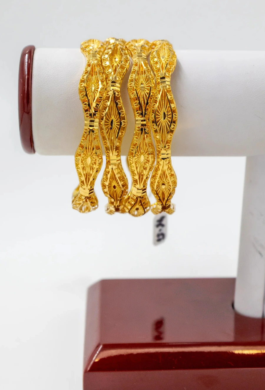 4 Piece 22K Diamond Cut Gold Bangle Set for Women