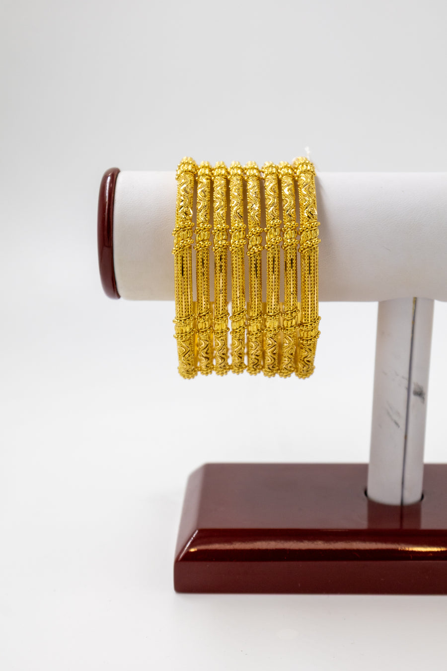 6 pc Gold Bangle Set with Engraved Pattern