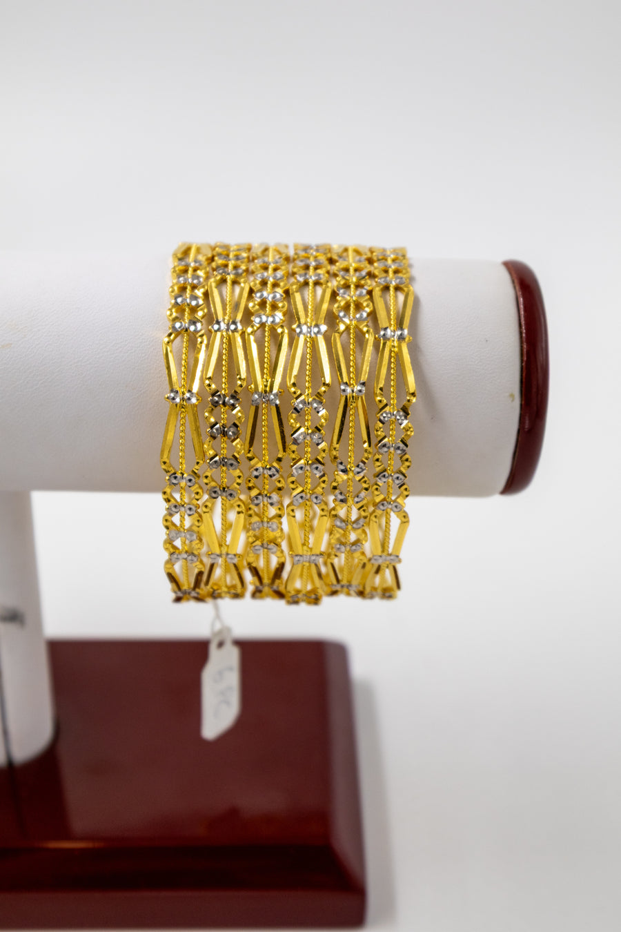 6 pc Two Tone Cutework Gold Bangle Set